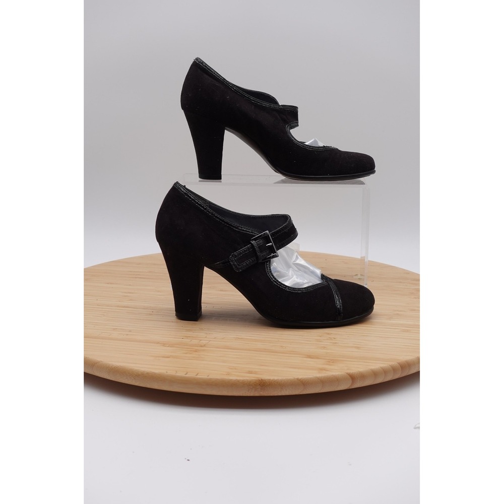 Aerosoles Shoes Womens Size 7 37 Black Suede Mary Jane Block Heel Dress Pumps